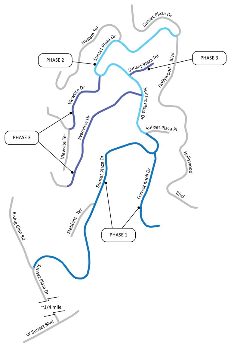 Map of Sunset Plaza Drive Labeled area