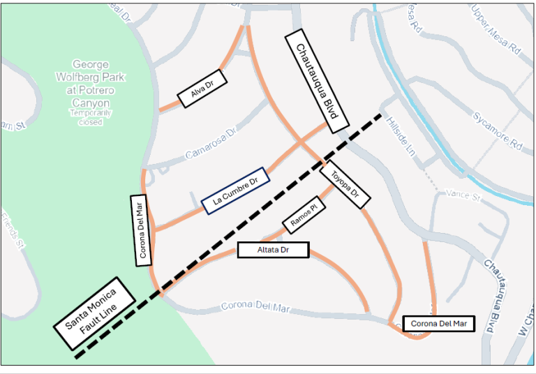 Toyopa Dr. (Potrero Canyon) Mainline Replacement Project Map