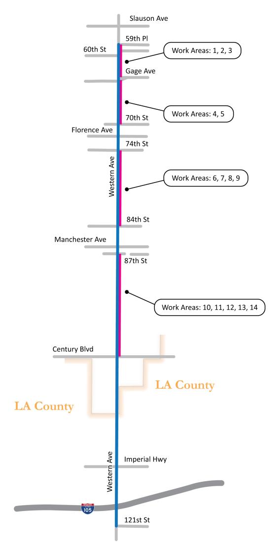 Map of Western Trunk Line Project Area