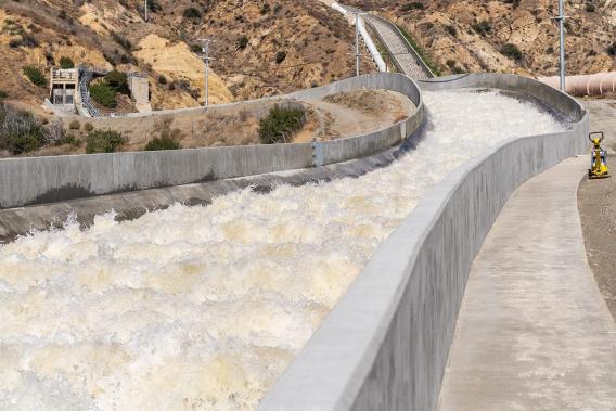 water flowing down aqueduct