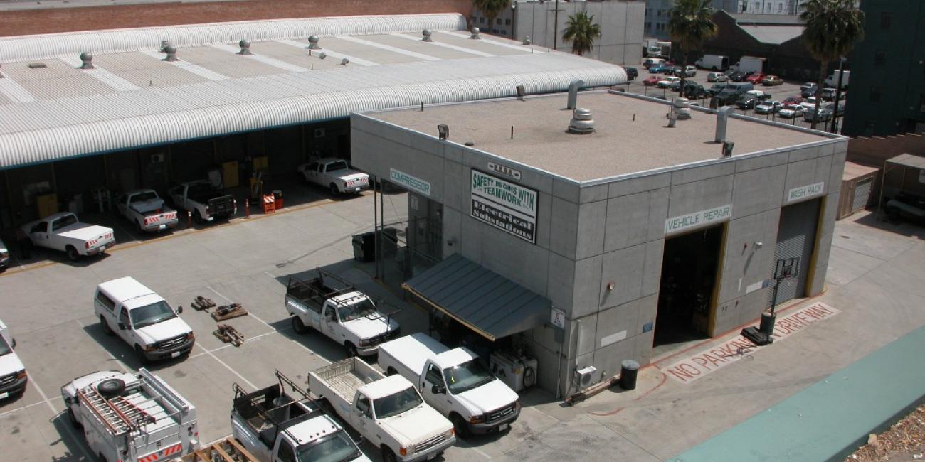 Palmetto Substations Regional Center, View of Vehicle Repair Facility from Rooftop Parking Lot