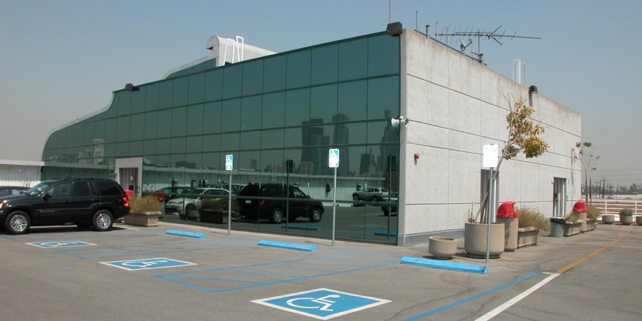 Palmetto Substations Regional Center, Rooftop Parking Lot, Office Building Reflecting Downtown Skyline