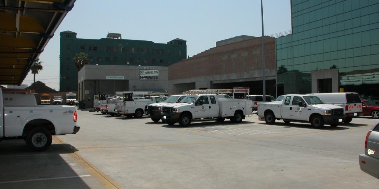 Palmetto Substations Regional Center, Parking Lot from Covered Repair Bay