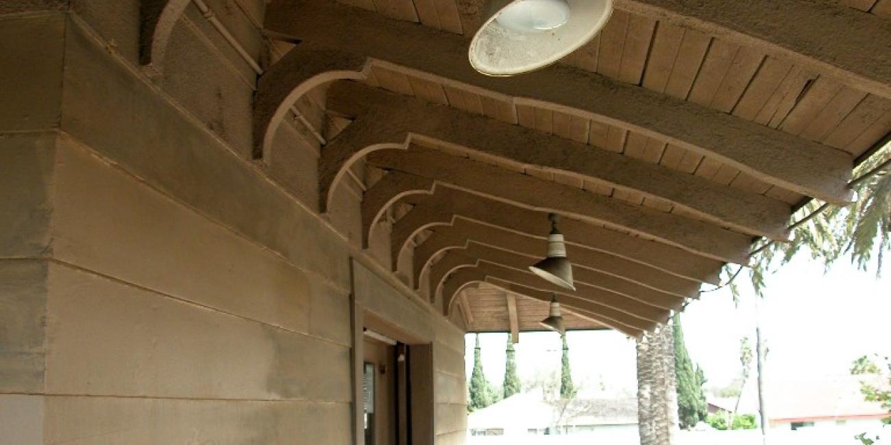 Watts Customer Service Center, housed within the historic Watts Pacific Electric Railway station. Customer Service Center Entrance