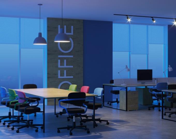 office in dark setting