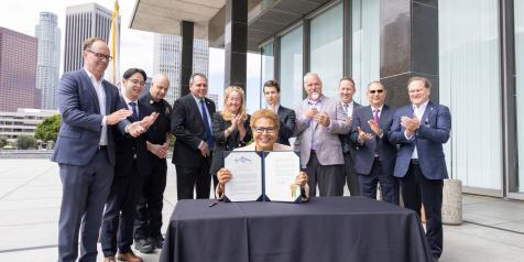Mayor Karen Bass and LADWP staff at Executive Directive 19 signing