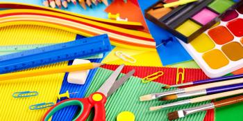 school supplies on a table